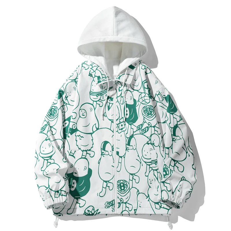 Men's Spring Fake Two Pieces Graffiti Print Hooded Anime Coat Casual Korean Fashion Harajuku Version Zipper Streetwear Jacket
Men's Spring Fake Two Pieces Graffiti Print Hooded Anime Coat Casual Korean Fashion Harajuku Version Zipper Streetwear Jacket
