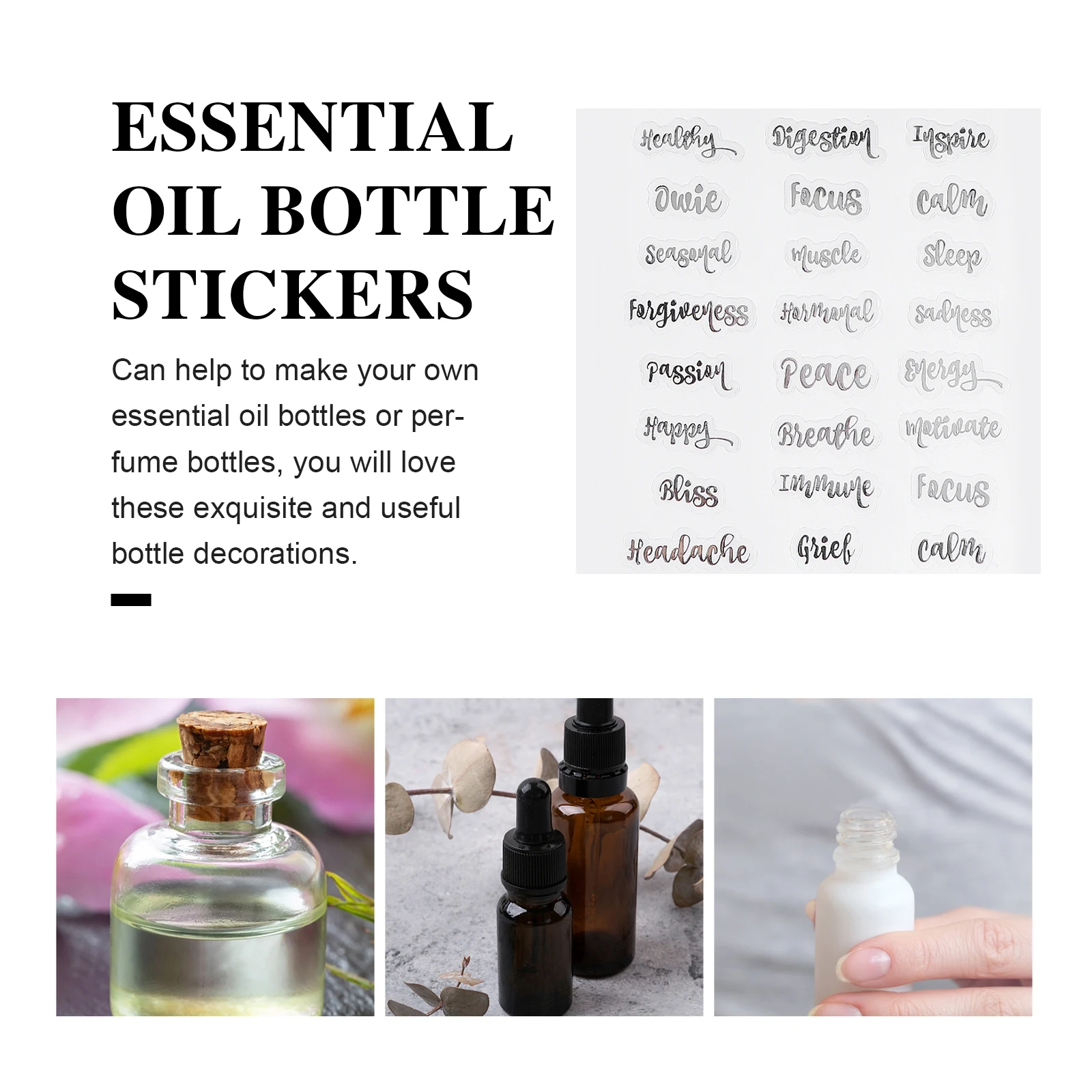 18 Sheets Self-adhesive Label DIY Bottle Stickers Water Perfume Labels Essential Oil Decorations Pvc for Bottles Mini
18 Sheets Self-adhesive Label DIY Bottle Stickers Water Perfume Labels Essential Oil Decorations Pvc for Bottles Mini
