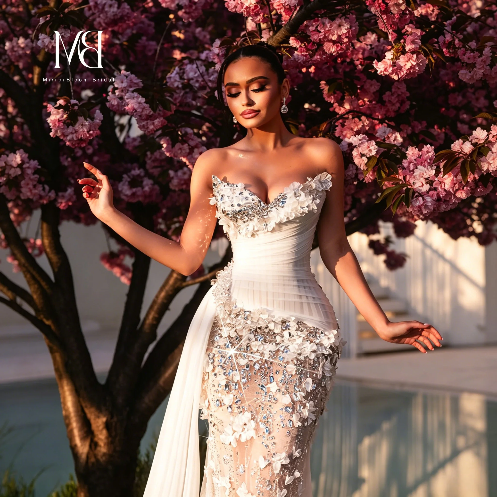 Elegant White Strapless Evening Gown Heart-Shaped Design Heavy Rhinestone Embroidery Floor-Length Wedding Dress for Women
Elegant White Strapless Evening Gown Heart-Shaped Design Heavy Rhinestone Embroidery Floor-Length Wedding Dress for Women