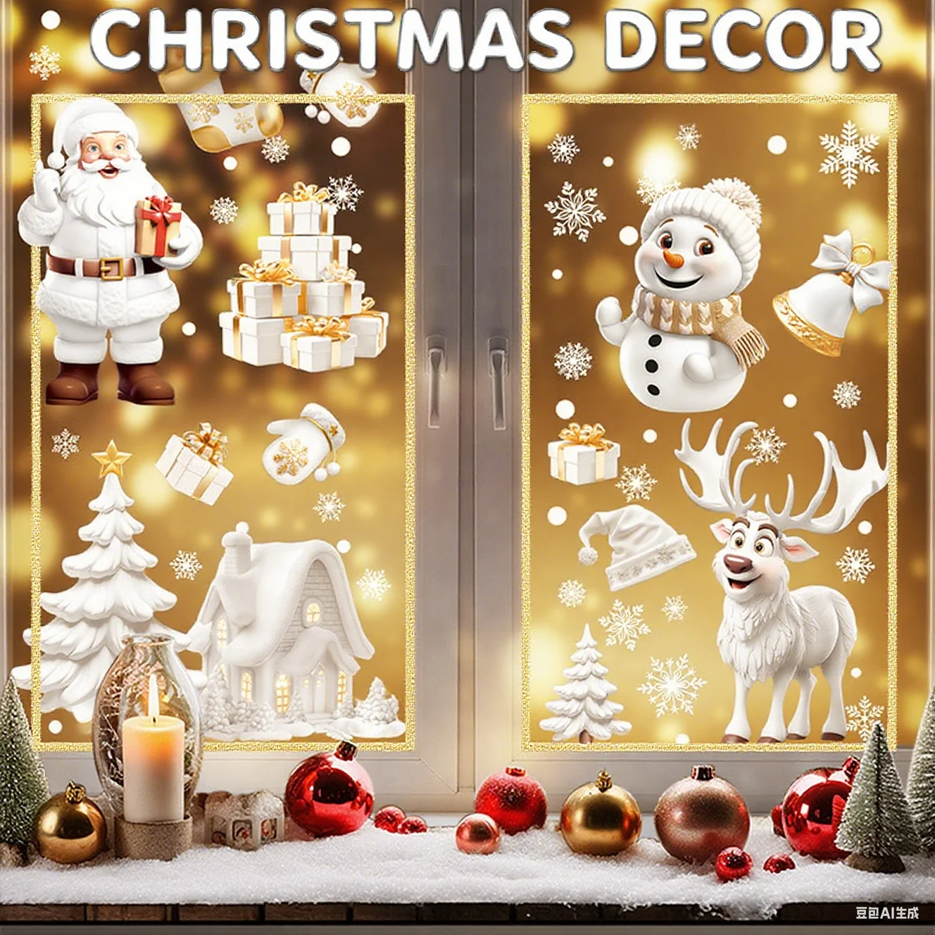 Christmas Window Clings Set Santa Cabin Reindeer Snowman Snowflake Gifts Holiday Static Stickers Mall Balcony Shop Decoration
Christmas Window Clings Set Santa Cabin Reindeer Snowman Snowflake Gifts Holiday Static Stickers Mall Balcony Shop Decoration