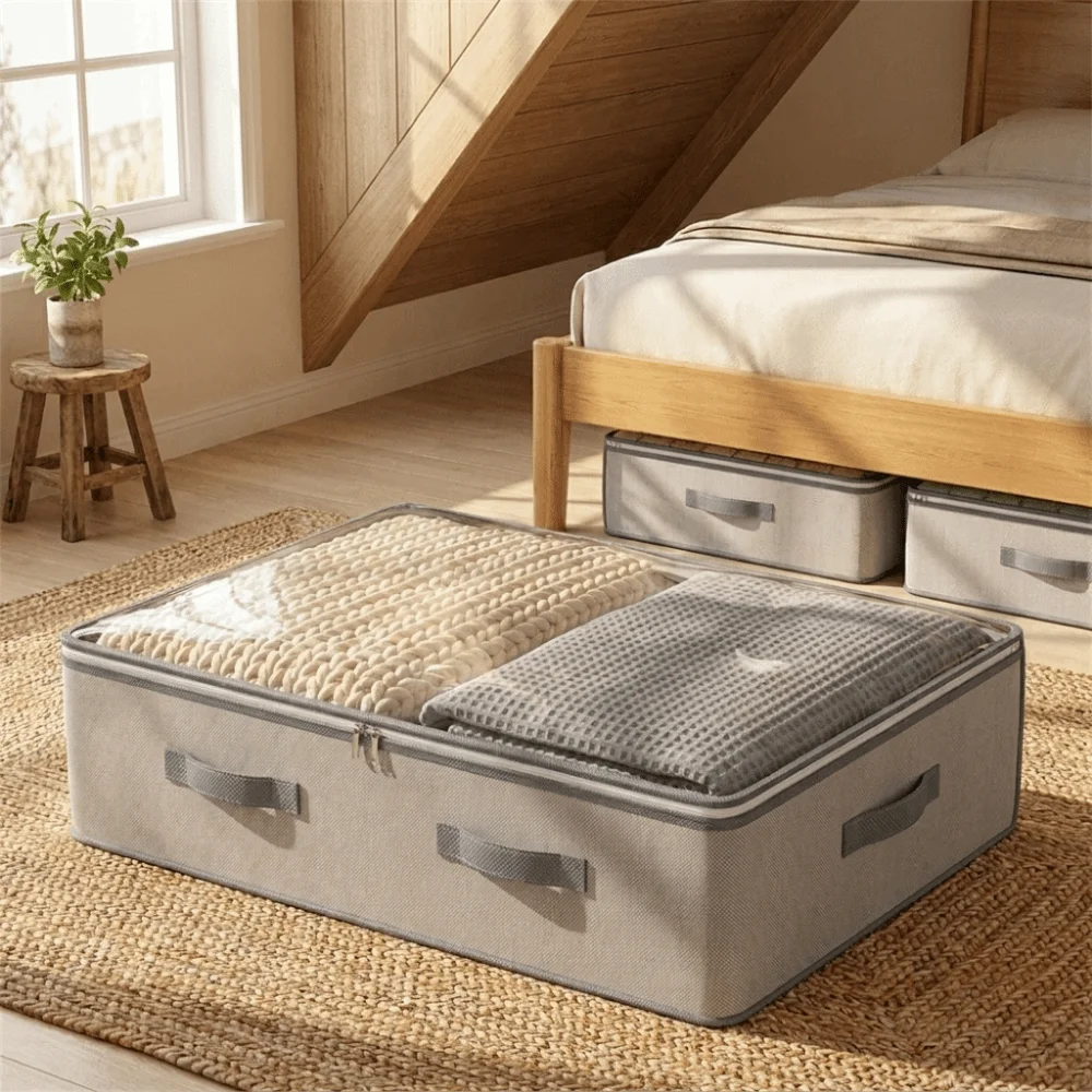 Non-woven Fabric Under Bed Storage Bag Large Capacity Clear Window Clothes Storage Bag with Cover Folding Wardrobe Organizer
Non-woven Fabric Under Bed Storage Bag Large Capacity Clear Window Clothes Storage Bag with Cover Folding Wardrobe Organizer