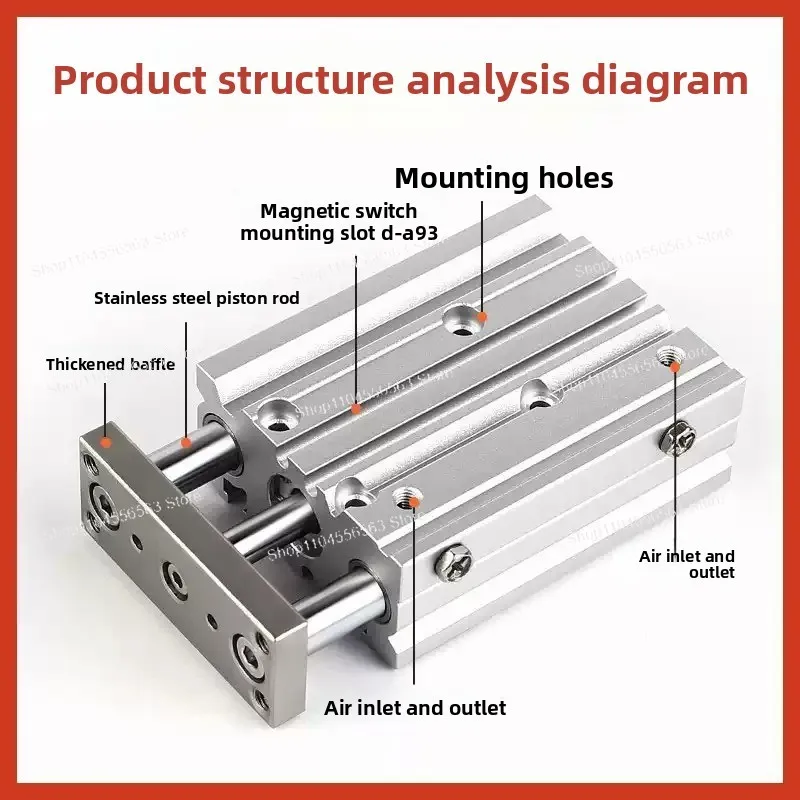 MGPM20 Thin Linear Guide Cylinder, 3-Rod Pneumatic Actuator for Packaging
MGPM20 Thin Linear Guide Cylinder, 3-Rod Pneumatic Actuator for Packaging