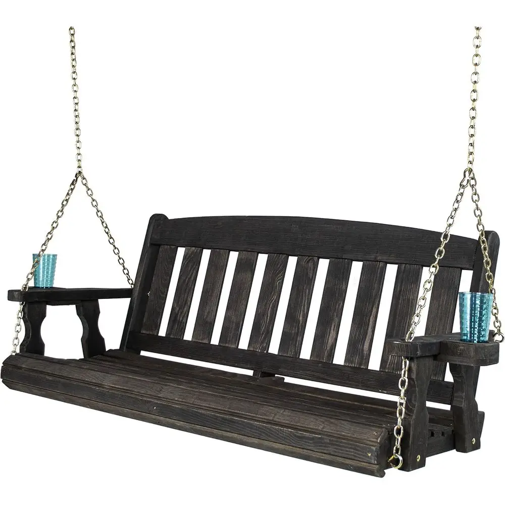 Durable 6-Foot Semi-Solid Black Stained Porch Swing with 8ft Chains and Cups
Durable 6-Foot Semi-Solid Black Stained Porch Swing with 8ft Chains and Cups