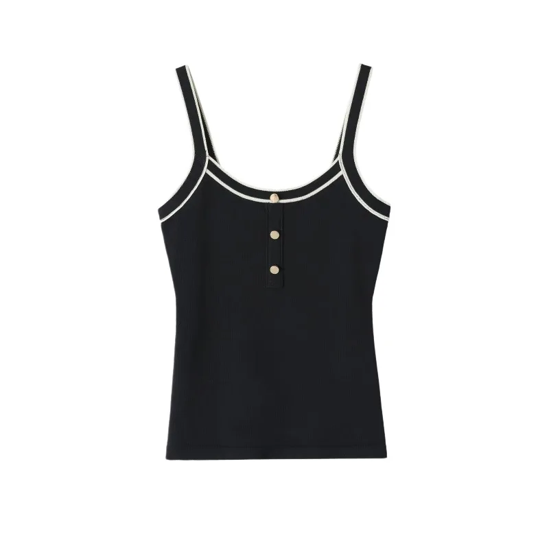Withered Slim Fit Straight Neck Contrasting Color Trimmed Casual Camisole Top T-shirt Woman Clothes Female Clothing
Withered Slim Fit Straight Neck Contrasting Color Trimmed Casual Camisole Top T-shirt Woman Clothes Female Clothing