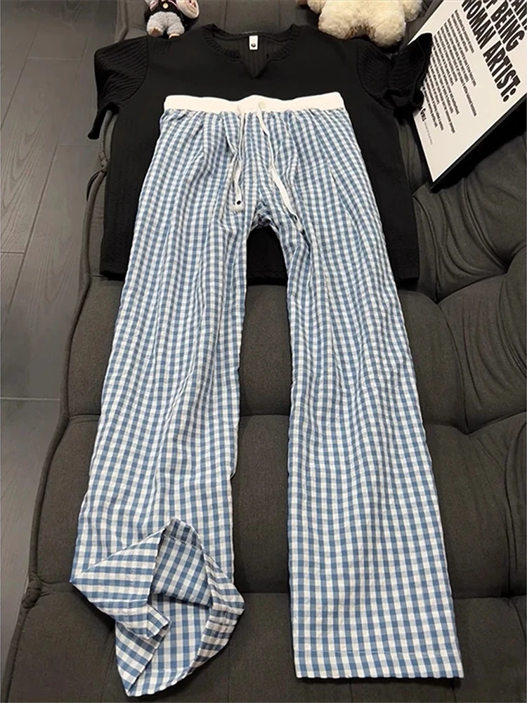 Blue White Plaid Straight Leg Wide Leg Pants Men Summer Thin Quick Dry Yamamoto Design Sensation Casual Pants
Blue White Plaid Straight Leg Wide Leg Pants Men Summer Thin Quick Dry Yamamoto Design Sensation Casual Pants