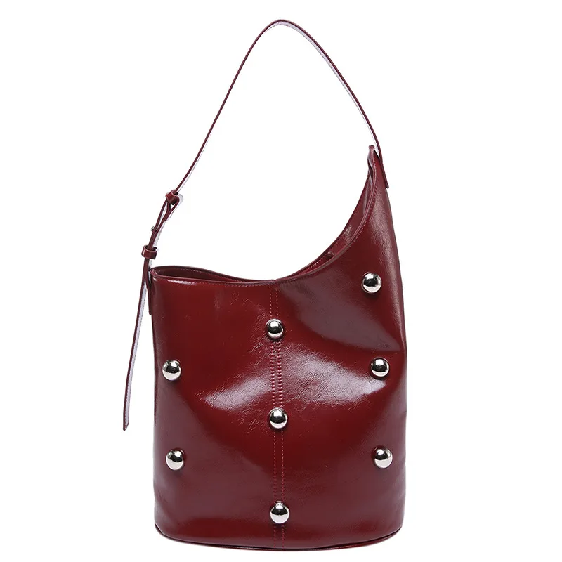 Bucket Bag for Women Rivet Studded Underarm Bag PU Leather Inner Pocket Handbag Magnetic Closure Hobo Bag for Work Travel
Bucket Bag for Women Rivet Studded Underarm Bag PU Leather Inner Pocket Handbag Magnetic Closure Hobo Bag for Work Travel