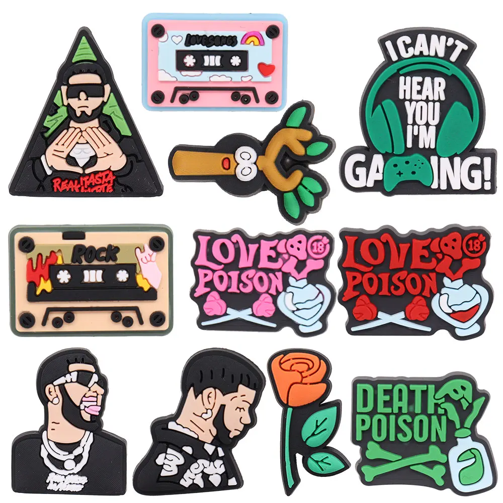50pcs Wholesale Love Songs Tapes Shoe Charms Man Sandals Accessories My Name Is Punk Decorations for Backpack
50pcs Wholesale Love Songs Tapes Shoe Charms Man Sandals Accessories My Name Is Punk Decorations for Backpack