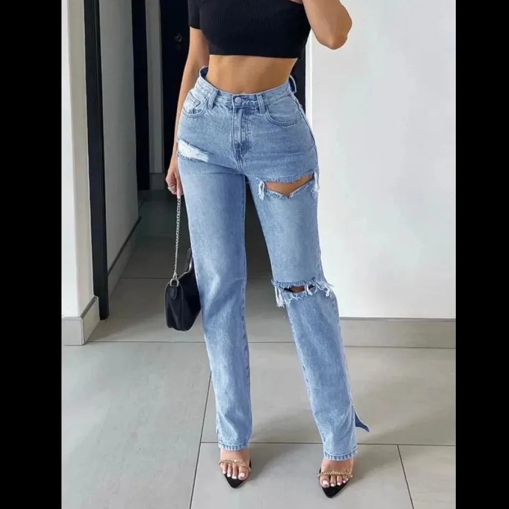 Vintage Blue High Waist Women Jeans Fashion Streetwear Wide Leg Ripped Jeans Female Denim Trouser Baggy Denim Pants
Vintage Blue High Waist Women Jeans Fashion Streetwear Wide Leg Ripped Jeans Female Denim Trouser Baggy Denim Pants