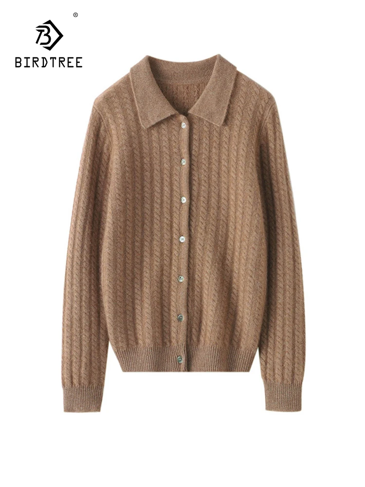 Birdtree 35% Cashmere 65% Wool Autumn Winter Sweater Women's Polo Collar Baisc Outerwear Long Sleeved Knit Cardigan New T3D135QC
Birdtree 35% Cashmere 65% Wool Autumn Winter Sweater Women's Polo Collar Baisc Outerwear Long Sleeved Knit Cardigan New T3D135QC