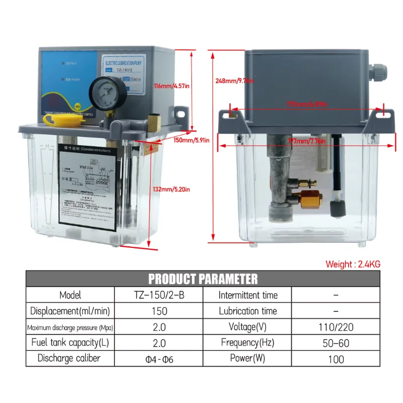HLTNC TZ-150/ 2B Semi-automatic With PLC Lubricating Oil Pump With Pressure Gauge Electromagnetic Gear Oil Pump for CNC
HLTNC TZ-150/ 2B Semi-automatic With PLC Lubricating Oil Pump With Pressure Gauge Electromagnetic Gear Oil Pump for CNC