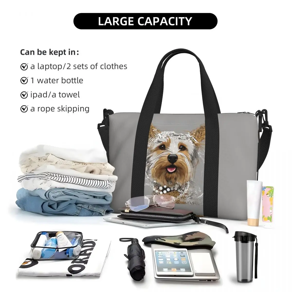 Yorke Dog Yorkshire Terrier Beach Travel Bag Large Capacity Tote Bags for Gym Yoga Women Shopping Duffle Shoulder Bag
Yorke Dog Yorkshire Terrier Beach Travel Bag Large Capacity Tote Bags for Gym Yoga Women Shopping Duffle Shoulder Bag