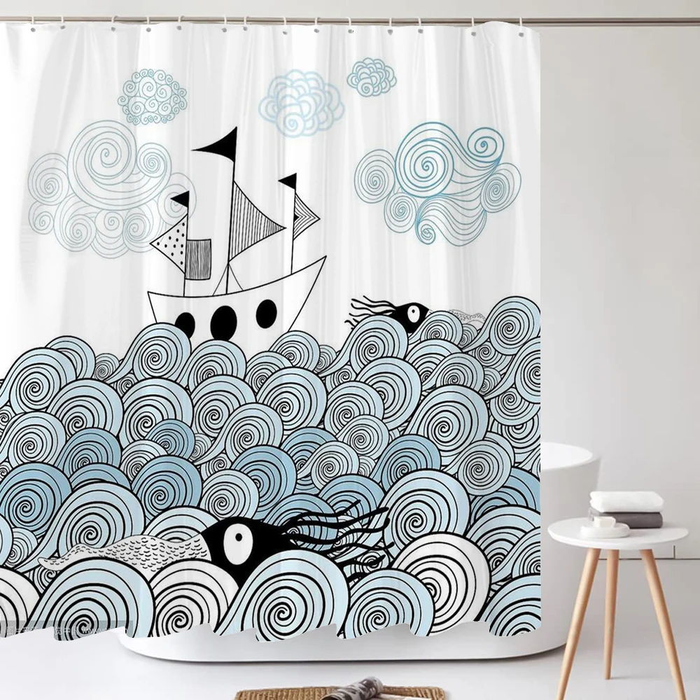 1PC Ocean Sailing style Shower Curtain with Plastic Hook - Modern Lovely Baby Design, Cartoon Bathroom Decoration Curtain
1PC Ocean Sailing style Shower Curtain with Plastic Hook - Modern Lovely Baby Design, Cartoon Bathroom Decoration Curtain