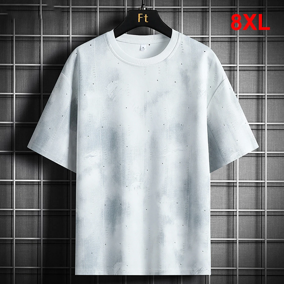 Летняя футболка больших размеров 8XL, мужские футболки с коротким рукавом, модные повседневные топы, футболки, мужская футболка большого размера
Летняя футболка больших размеров 8XL, мужские футболки с коротким рукавом, модные повседневные топы, футболки, мужская футболка большого размера