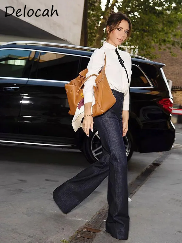 Delocah High Quality Summer Women Fashion Designer Long pantsuit Turn-down Collar Bow Trim Shirred Blouses Loose Trousers suit
Delocah High Quality Summer Women Fashion Designer Long pantsuit Turn-down Collar Bow Trim Shirred Blouses Loose Trousers suit