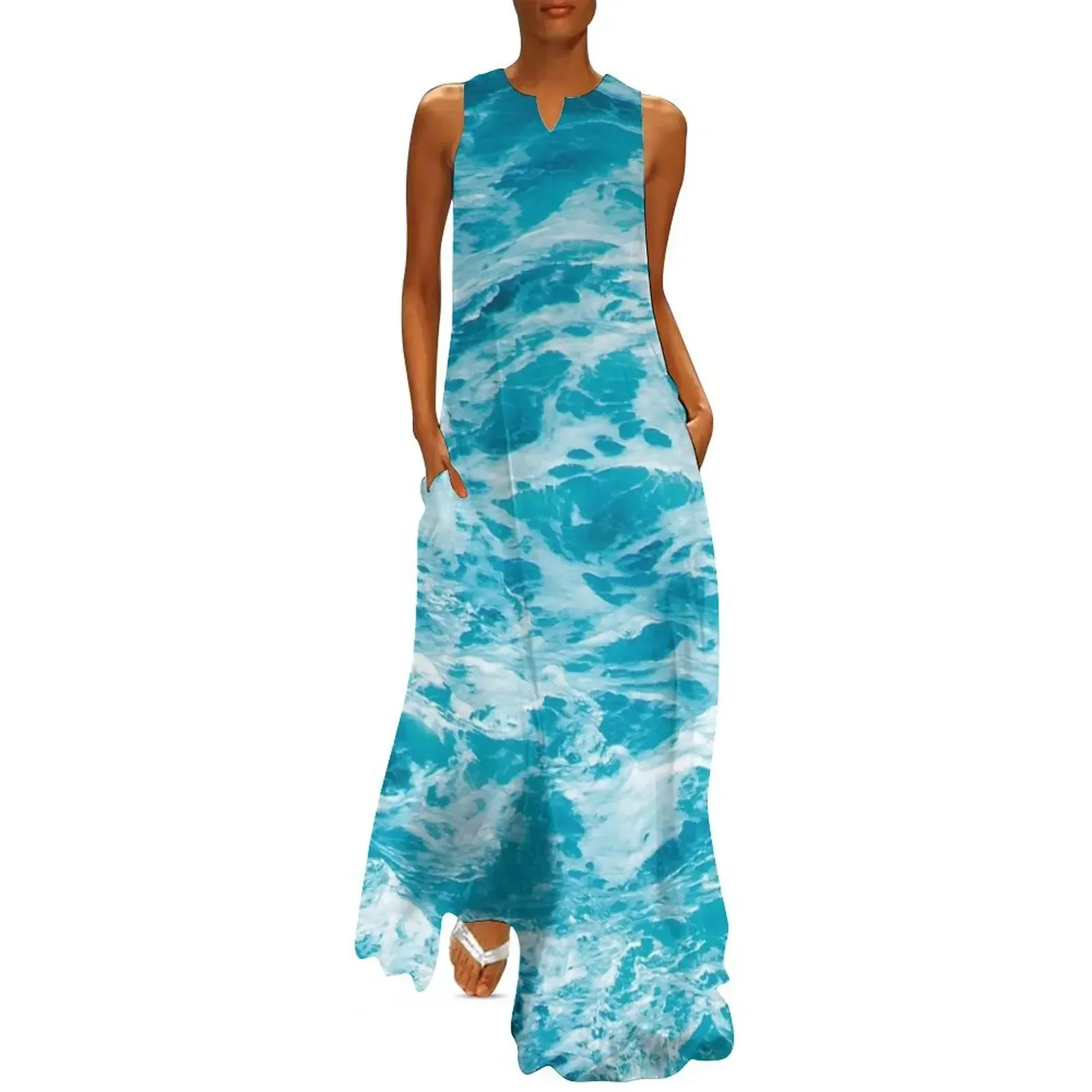 Luxurious Aqua Blue Foamy Ocean Waves Art Photo Long Dress Woman's evening dress summer dress womens Prom gown 
Luxurious Aqua Blue Foamy Ocean Waves Art Photo Long Dress Woman's evening dress summer dress womens Prom gown
