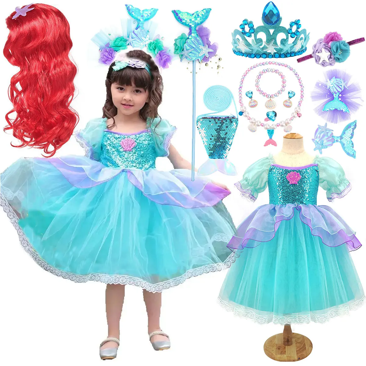 Summer Classic Little Mermaid Blue Sleeveless Puffy Fishtail Princess Dress Girl Cosplay Mermaid Princess Clothing Party Set
Summer Classic Little Mermaid Blue Sleeveless Puffy Fishtail Princess Dress Girl Cosplay Mermaid Princess Clothing Party Set
