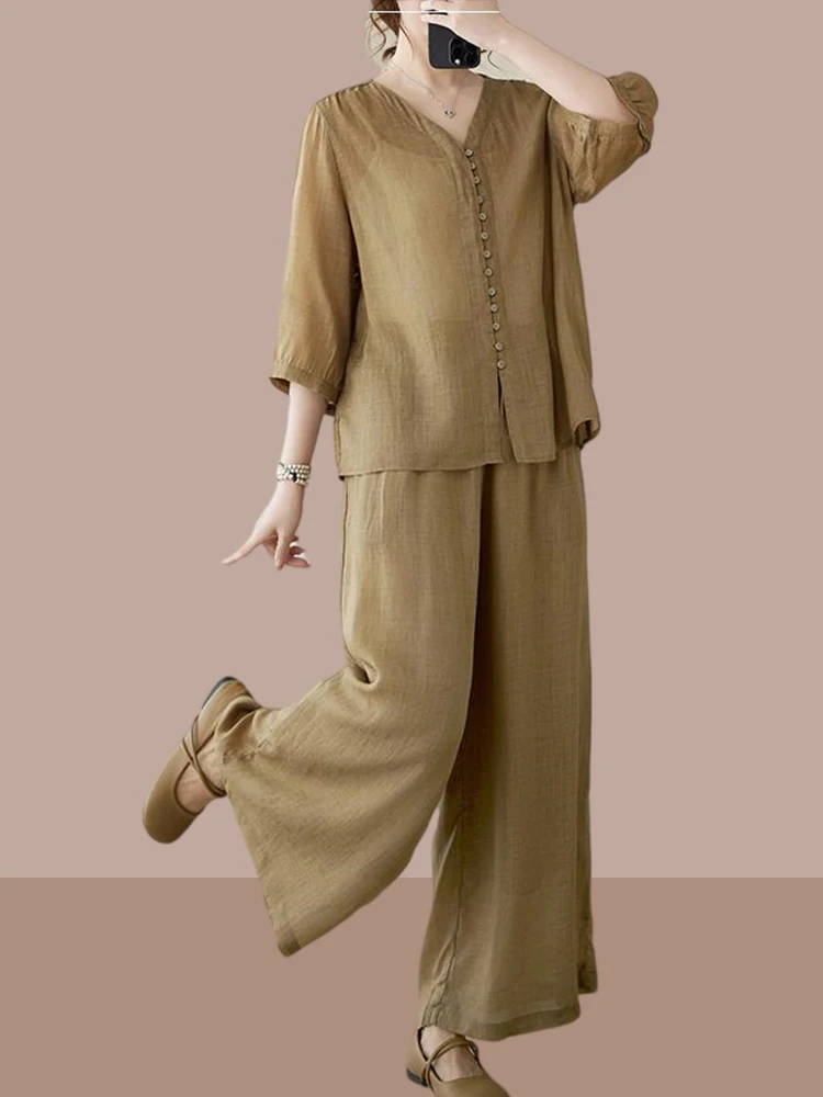 Large Size Cotton Linen Women's Casual Wide Leg Pants Two-Piece Set Vintage Sle Summer New Arrival Mom's Faion
Large Size Cotton Linen Women's Casual Wide Leg Pants Two-Piece Set Vintage Sle Summer New Arrival Mom's Faion
