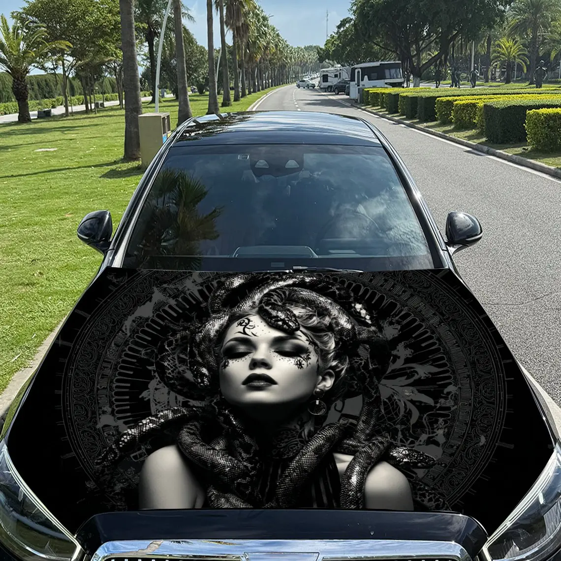 Dark Haired Gorgon Charm Car Vinyl Wrap, PVC Material Waterproof Car Hood Sticker, Self-Adhesive Scratch-Resistant Stickers for
Dark Haired Gorgon Charm Car Vinyl Wrap, PVC Material Waterproof Car Hood Sticker, Self-Adhesive Scratch-Resistant Stickers for