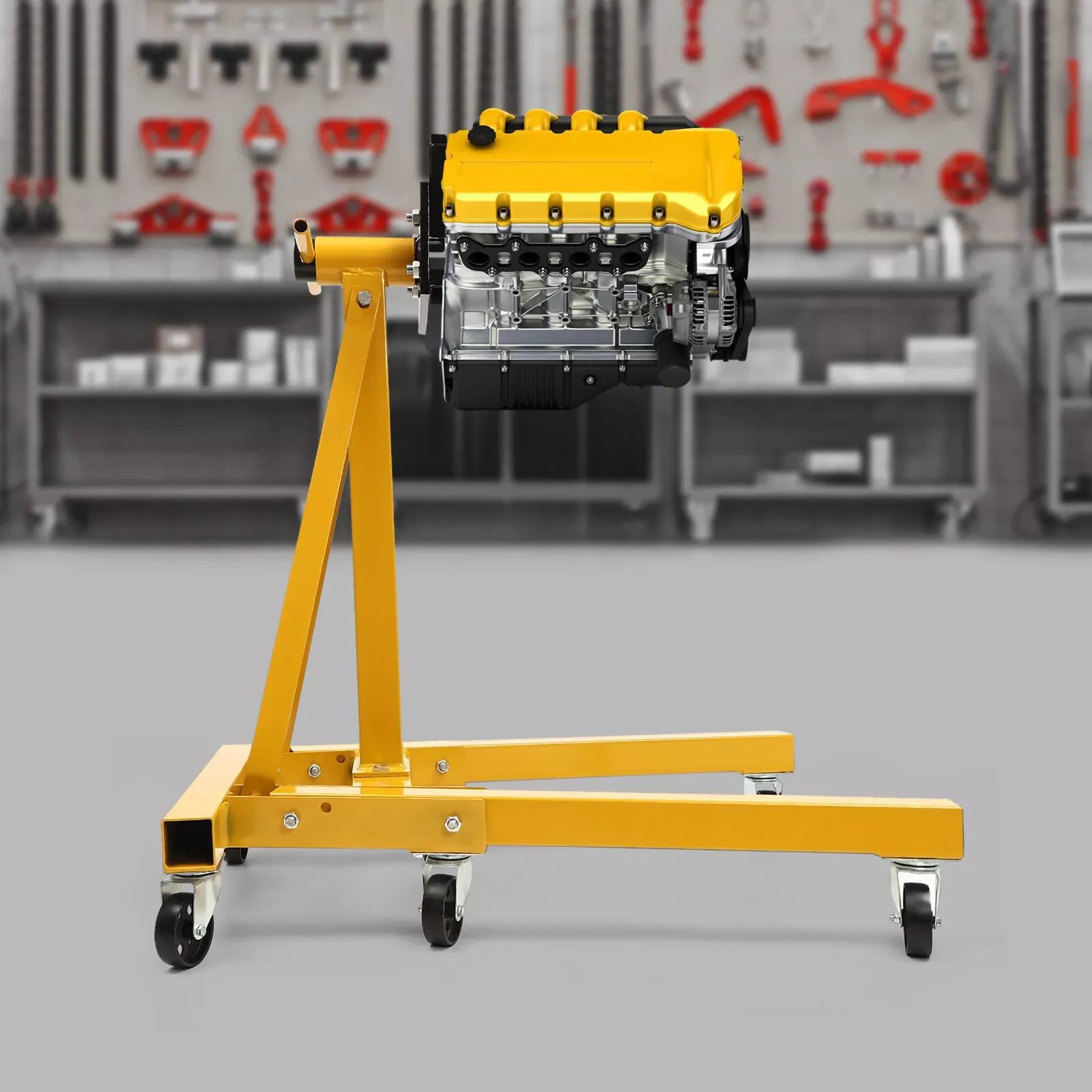 2000 lbs Motor Hoist Dolly, Engine Stand, 360 Degree Rotating Adjustable Mounting Head, Folding Design for Auto Repair
2000 lbs Motor Hoist Dolly, Engine Stand, 360 Degree Rotating Adjustable Mounting Head, Folding Design for Auto Repair