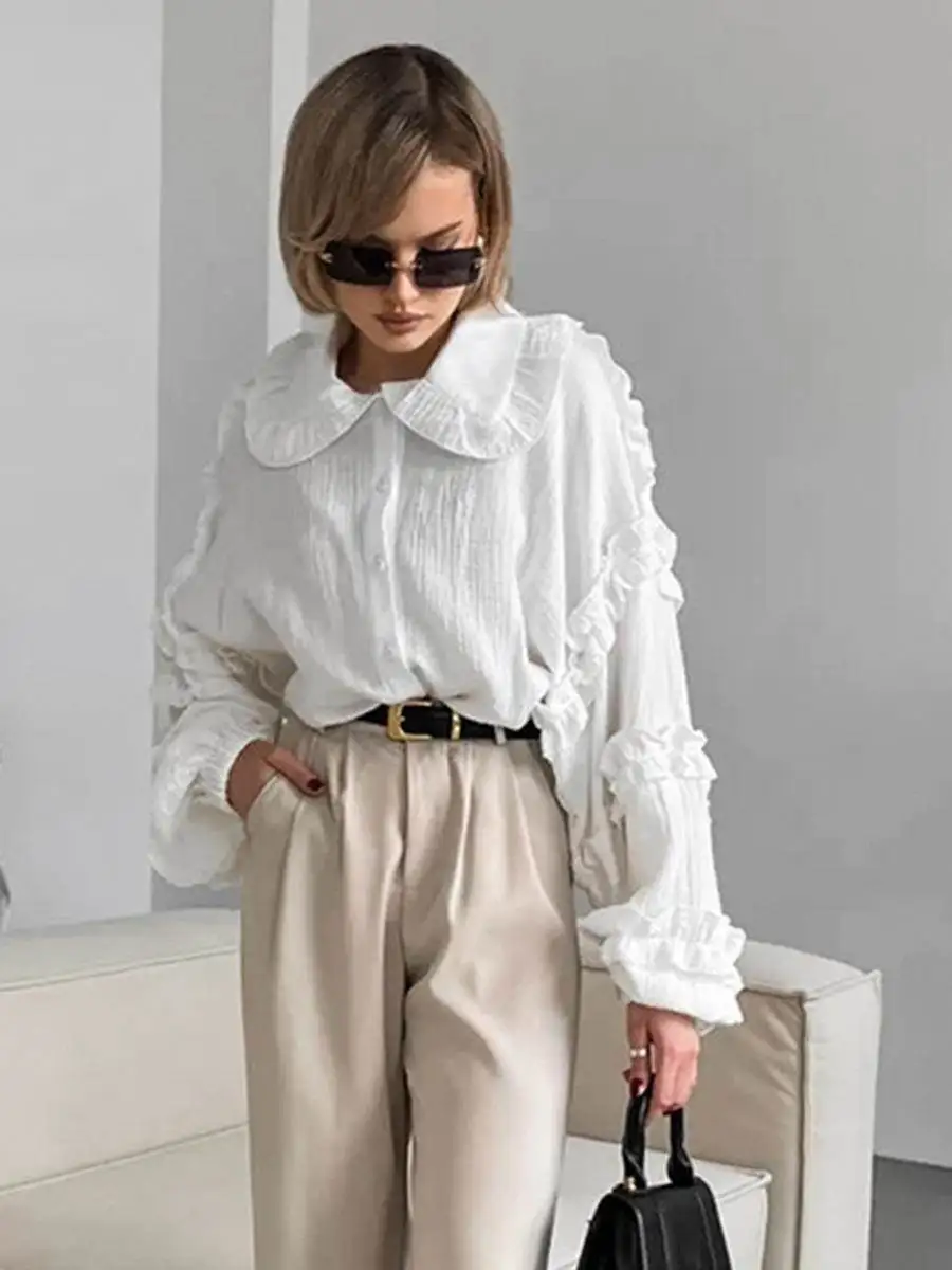 Loose Commuter White irt Women's Dr Long Sve Doll Collar Lantern Sve Midi Length Color Faion Ladies irt
Loose Commuter White irt Women's Dr Long Sve Doll Collar Lantern Sve Midi Length Color Faion Ladies irt