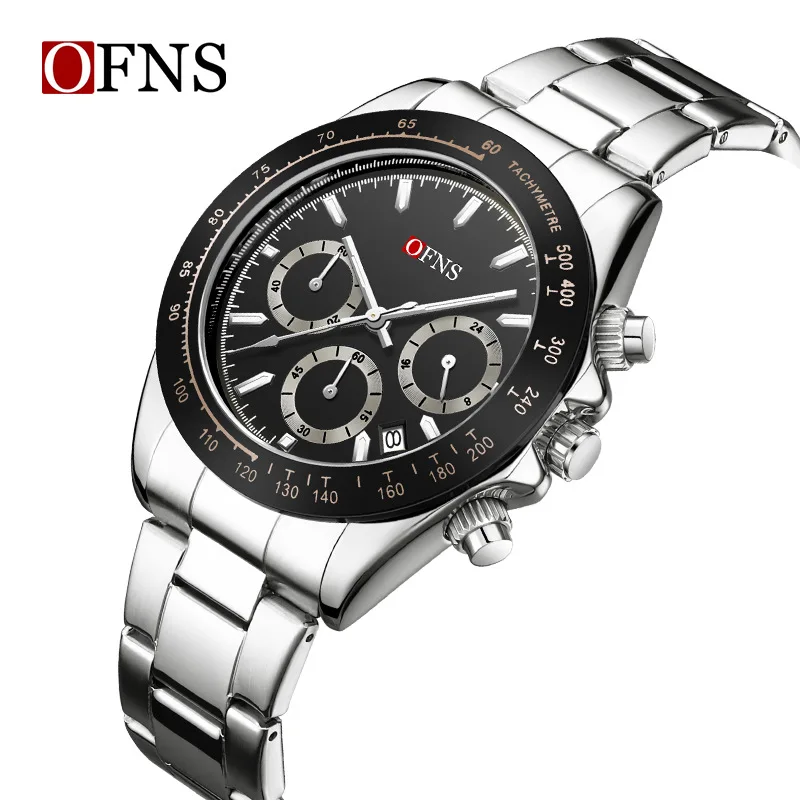 OFNS brand watch three-eye six-pin waterproof men's watch chronograph multi-function luminous calendar quartz watch
OFNS brand watch three-eye six-pin waterproof men's watch chronograph multi-function luminous calendar quartz watch