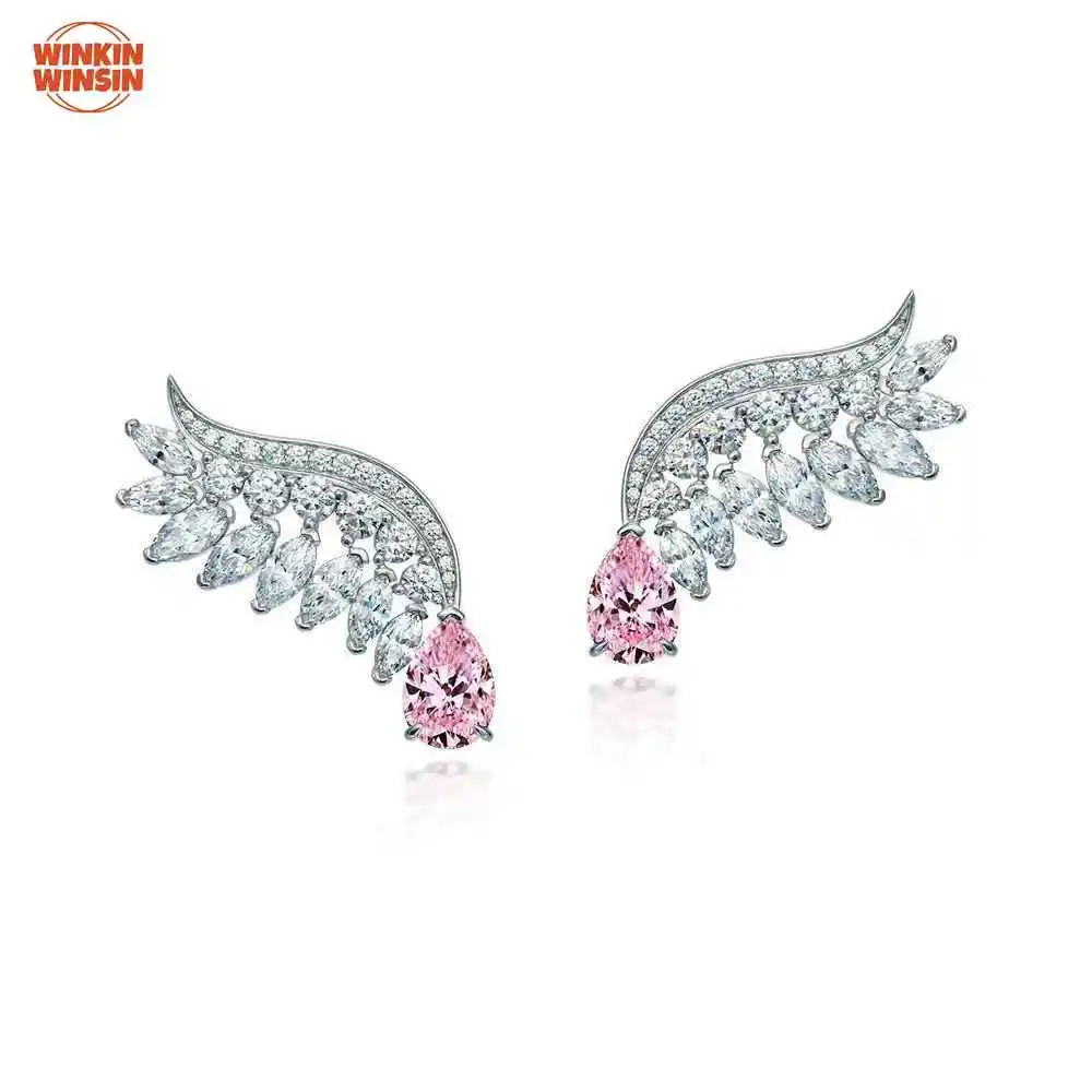 Winkin Winsin Cherry Blossom Pink Angel Wings High Carbon Diamond Earrings 2 Carat High Class Sense Light Luxury Earrings
Winkin Winsin Cherry Blossom Pink Angel Wings High Carbon Diamond Earrings 2 Carat High Class Sense Light Luxury Earrings