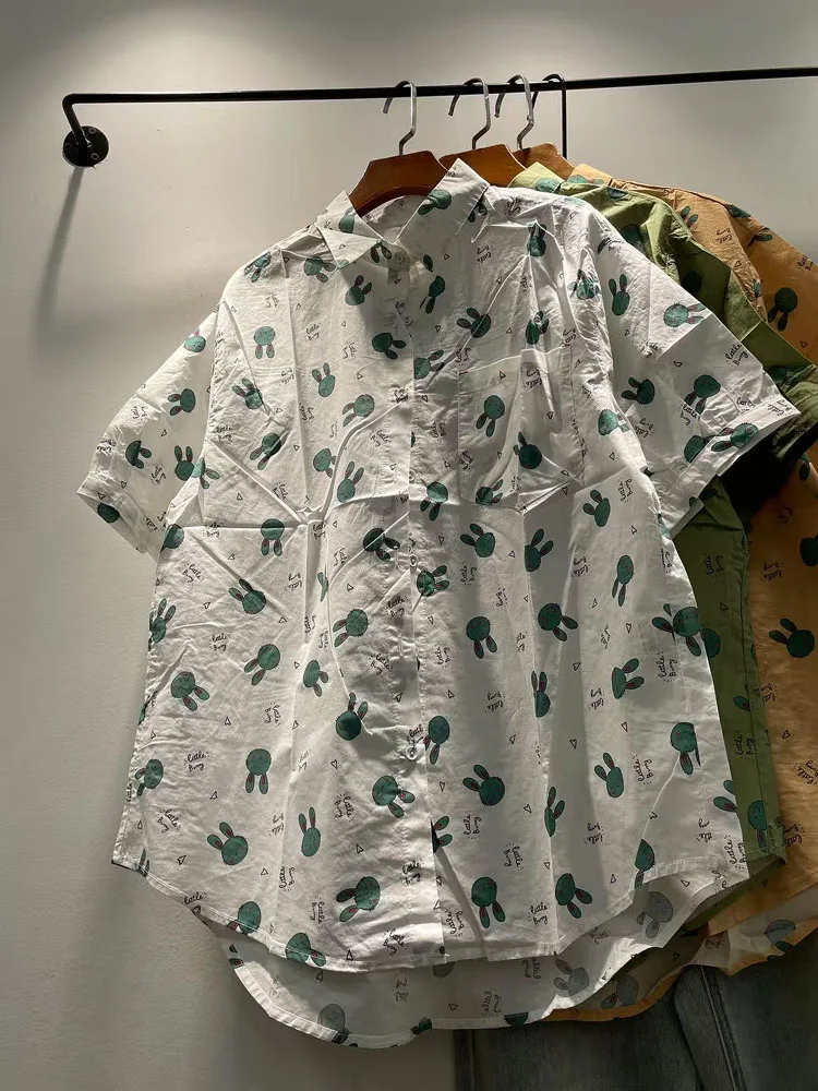 Summer 2025 Women's Loose Fit Rabbit Print Cotton irt ort Sve Korean Sle Casual Faion Pure Cotton irt for Ladies
Summer 2025 Women's Loose Fit Rabbit Print Cotton irt ort Sve Korean Sle Casual Faion Pure Cotton irt for Ladies
