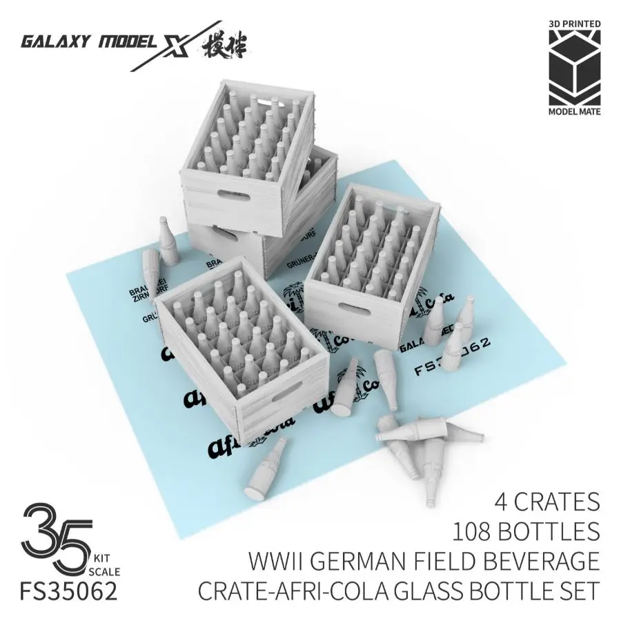 FS35062 Galaxy 1/35 FIELD BEVERAGE CRATE - AFRI-COLA GLASS BOTTLE SET (4 CRATES, 108 BOTTLES)(NO MODEL)
FS35062 Galaxy 1/35 FIELD BEVERAGE CRATE - AFRI-COLA GLASS BOTTLE SET (4 CRATES, 108 BOTTLES)(NO MODEL)