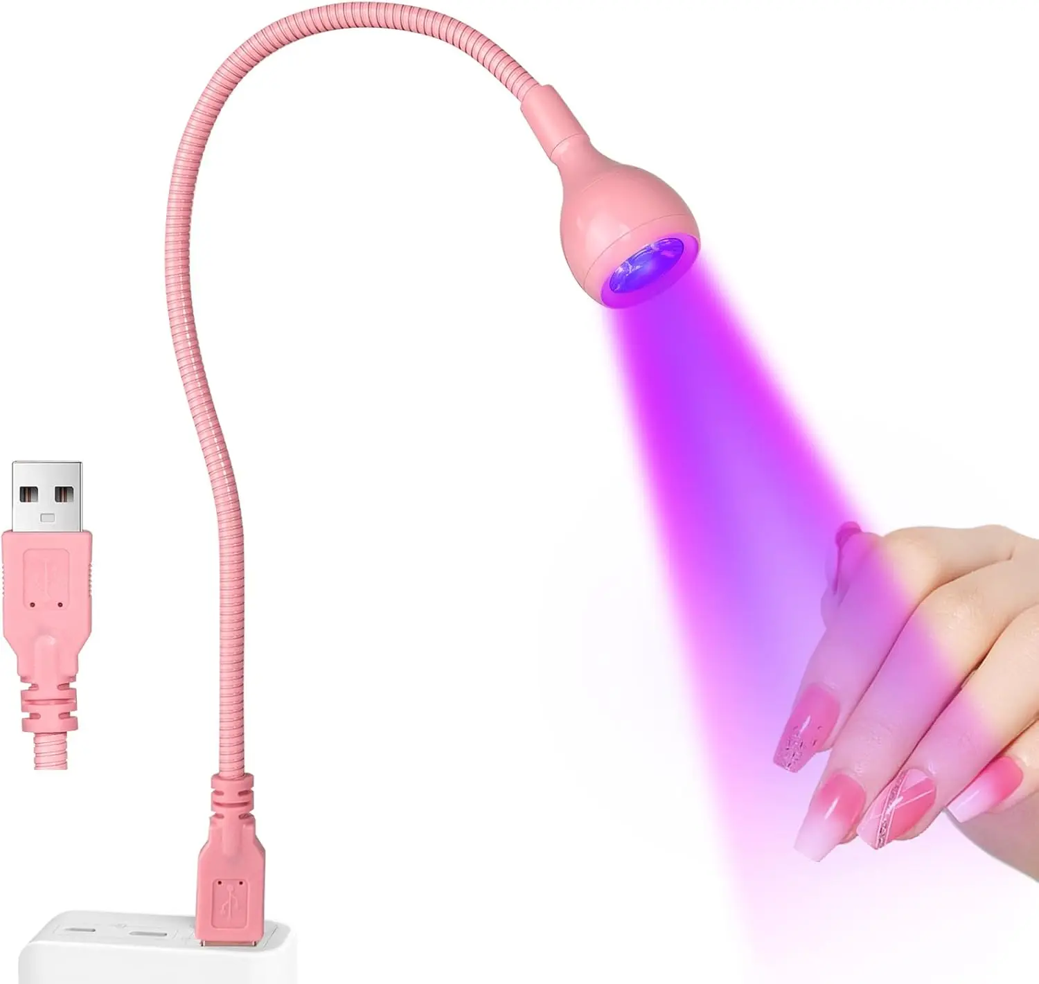3W UV LED Nail Lamp, Portable Duck Neck Gel Polish Curing Light with Pink Gooseneck, USB Plug Play for Nails Salon & Home DIY
3W UV LED Nail Lamp, Portable Duck Neck Gel Polish Curing Light with Pink Gooseneck, USB Plug Play for Nails Salon & Home DIY