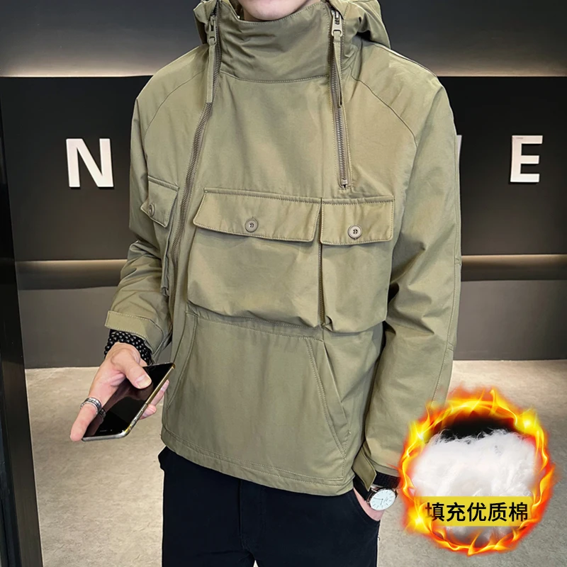 Men's Streetwear Fashion Hooded Hardshell Jacket Winter Mens Multi-pocket Diagonal Zipper High Neck Jacket Padded Jacket for Men
Men's Streetwear Fashion Hooded Hardshell Jacket Winter Mens Multi-pocket Diagonal Zipper High Neck Jacket Padded Jacket for Men