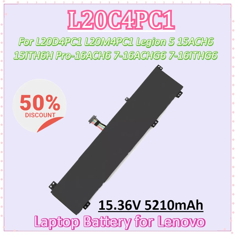 Новый аккумулятор для ноутбука 15,36 В 5210 мАч L20C4PC1 L20D4PC1 L20M4PC1 для Lenovo Legion 5 15ACH6 15ITH6H Pro-16ACH6 7-16ACHG6 7-16ITHG6
Новый аккумулятор для ноутбука 15,36 В 5210 мАч L20C4PC1 L20D4PC1 L20M4PC1 для Lenovo Legion 5 15ACH6 15ITH6H Pro-16ACH6 7-16ACHG6 7-16ITHG6