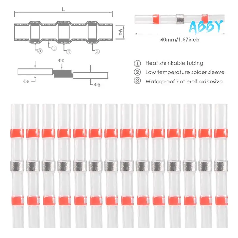ABBY-500 Pieces 22-18 AWG Red Solder Seal Wire Connectors Solder Heat Shrink Waterproof Wire Connectors Electrical Terminals
ABBY-500 Pieces 22-18 AWG Red Solder Seal Wire Connectors Solder Heat Shrink Waterproof Wire Connectors Electrical Terminals