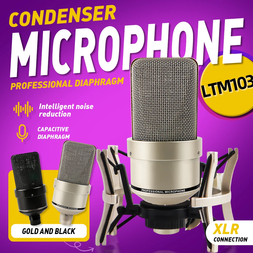 LT103 Studio Microphone With shockproof Condenser Sound Recording Mic For Voice Overs Live Streaming Recordings podcast
LT103 Studio Microphone With shockproof Condenser Sound Recording Mic For Voice Overs Live Streaming Recordings podcast