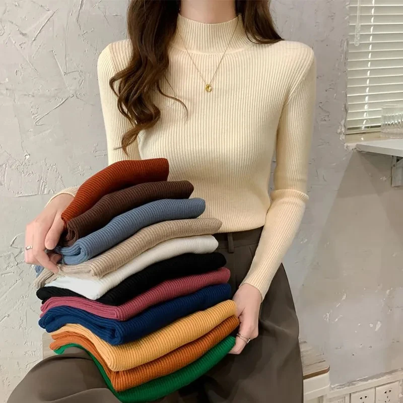 Half Turtleneck Knit Sweater for Women Autumn Winter New Long Sleeve Slim Pullover Korean Simple Basic All Match Jumper Mujer
Half Turtleneck Knit Sweater for Women Autumn Winter New Long Sleeve Slim Pullover Korean Simple Basic All Match Jumper Mujer