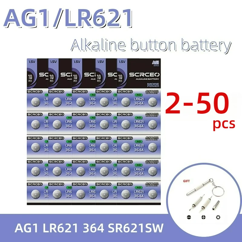 2-50PCS AG1 LR621 364 V364 1.55V Alkaline Button Cell Battery SR621/164/531,for Watch/Car Key/Remote/Toy,Long-Lasting&Leak-Proof
2-50PCS AG1 LR621 364 V364 1.55V Alkaline Button Cell Battery SR621/164/531,for Watch/Car Key/Remote/Toy,Long-Lasting&Leak-Proof