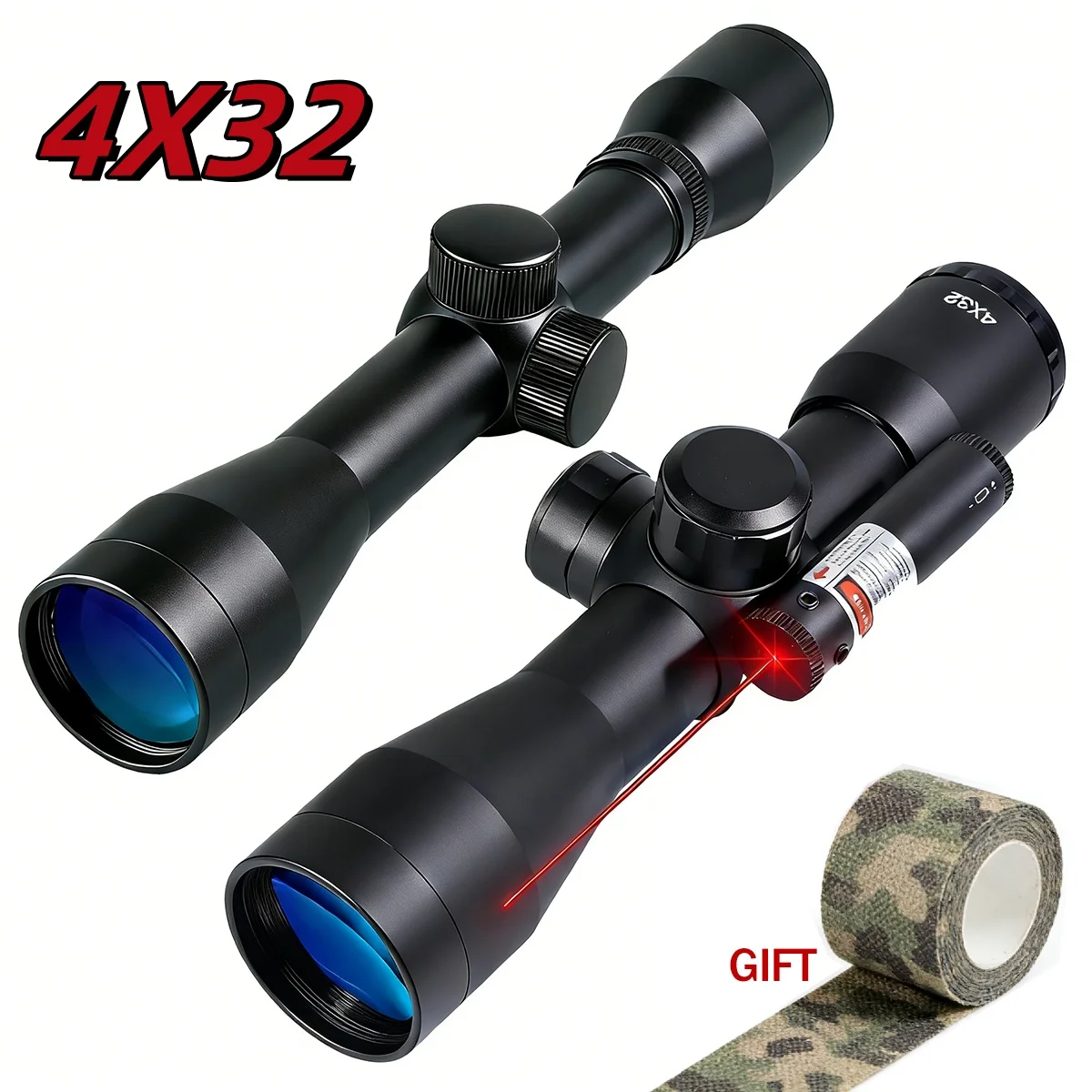 4X32 Scope Tactical Optical Sight with Laser Adjustable Cross Spotting Scope Outdoor Hunting Airsoft Scope Accessories
4X32 Scope Tactical Optical Sight with Laser Adjustable Cross Spotting Scope Outdoor Hunting Airsoft Scope Accessories