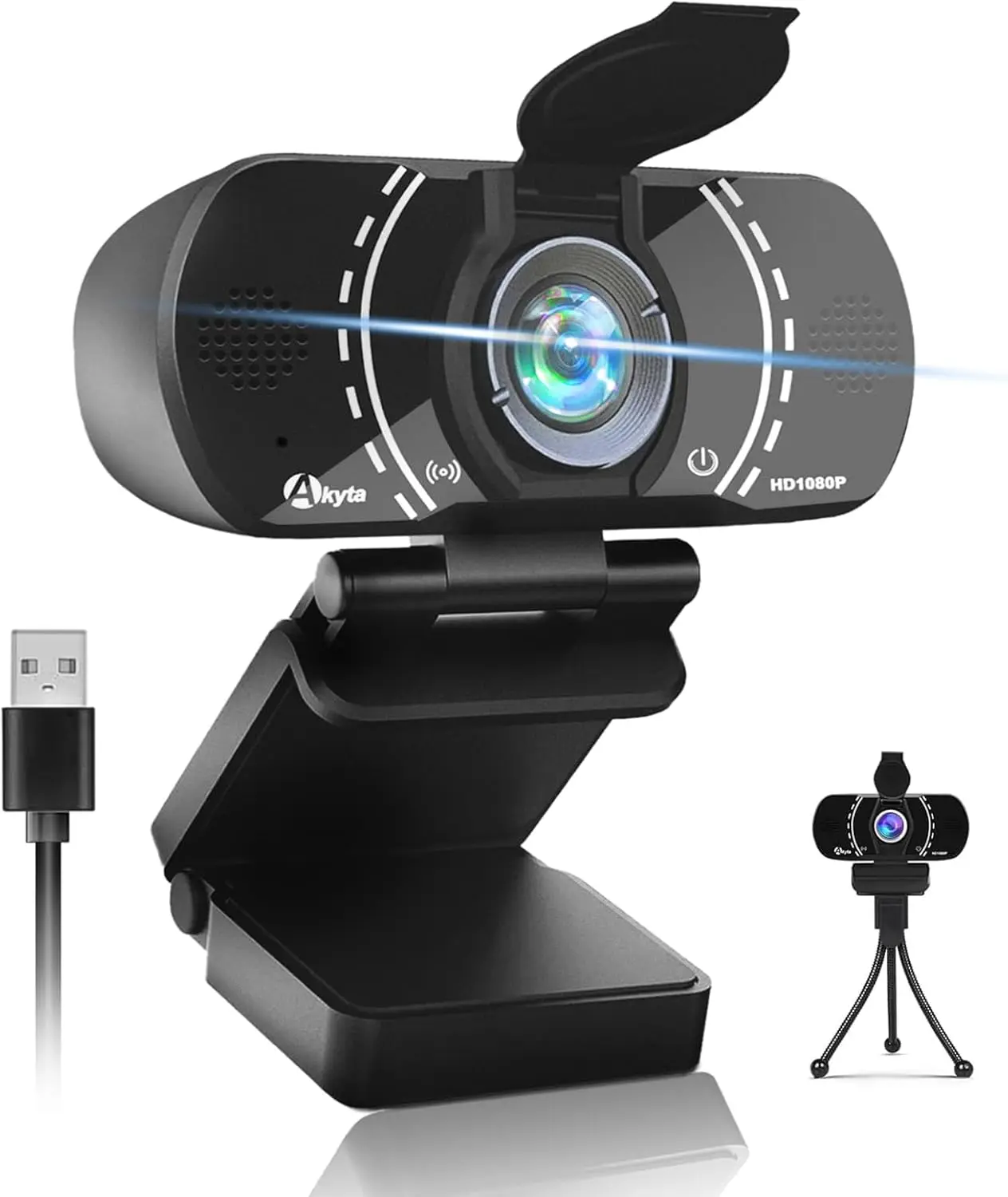 1080P Webcam with Microphone, Tripod & Privacy Cover, 110° Wide Angle, Plug & Play USB Camera for PC Laptop Mac
1080P Webcam with Microphone, Tripod & Privacy Cover, 110° Wide Angle, Plug & Play USB Camera for PC Laptop Mac