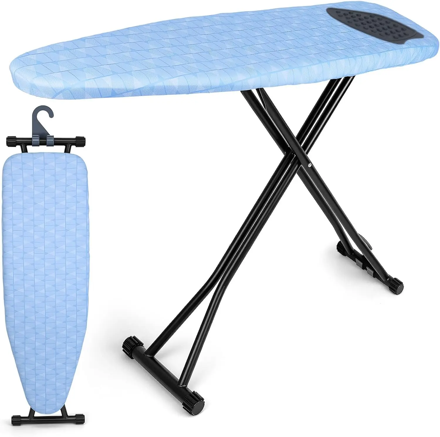 Foldable Ironing Board 13x43in, Height Adjustable 26-32in, Heavy Duty Steel Frame with Silicone Mat
Foldable Ironing Board 13x43in, Height Adjustable 26-32in, Heavy Duty Steel Frame with Silicone Mat