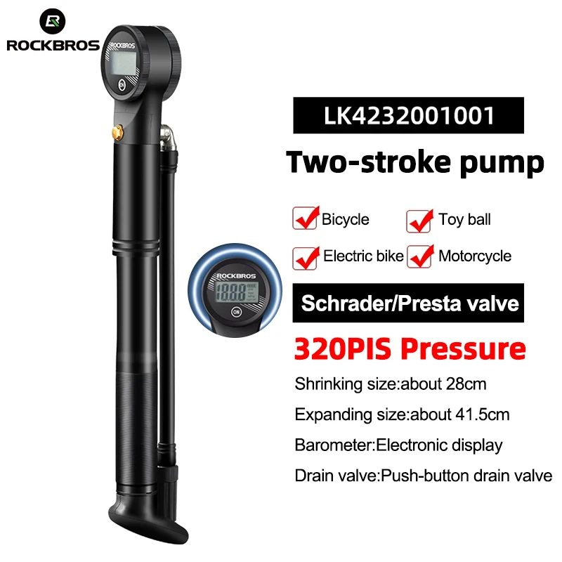 ROCKBROS 320PSI велосипедный насос высокого давления, двухтактный с электронным клапаном Schrader Presta, надувной насос, аксессуары для шоссейного велосипеда MTB
ROCKBROS 320PSI велосипедный насос высокого давления, двухтактный с электронным клапаном Schrader Presta, надувной насос, аксессуары для шоссейного велосипеда MTB