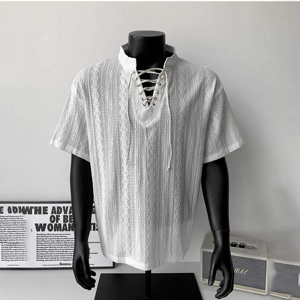 Летняя мужская однотонная рубашка с короткими рукавами и жаккардовым ремешком в китайском стиле, модные тенденции, свободные повседневные дышащие нишевые мужские топы
Летняя мужская однотонная рубашка с короткими рукавами и жаккардовым ремешком в китайском стиле, модные тенденции, свободные повседневные дышащие нишевые мужские топы