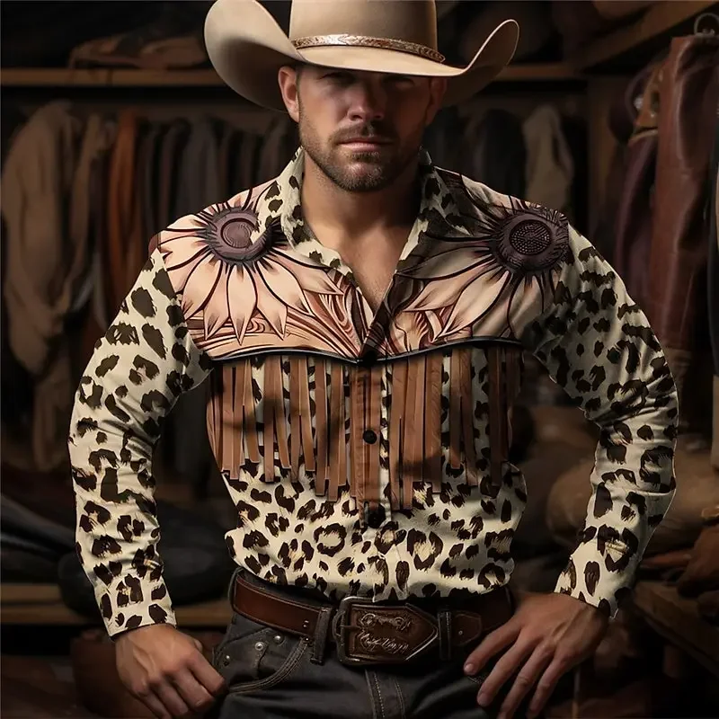Floral Leopard Print Retro Style Men'S Shirt Western Shirt Outdoor Street Casual Daily Autumn And Winter Lapel Long-Sleeved Shir
Floral Leopard Print Retro Style Men'S Shirt Western Shirt Outdoor Street Casual Daily Autumn And Winter Lapel Long-Sleeved Shir