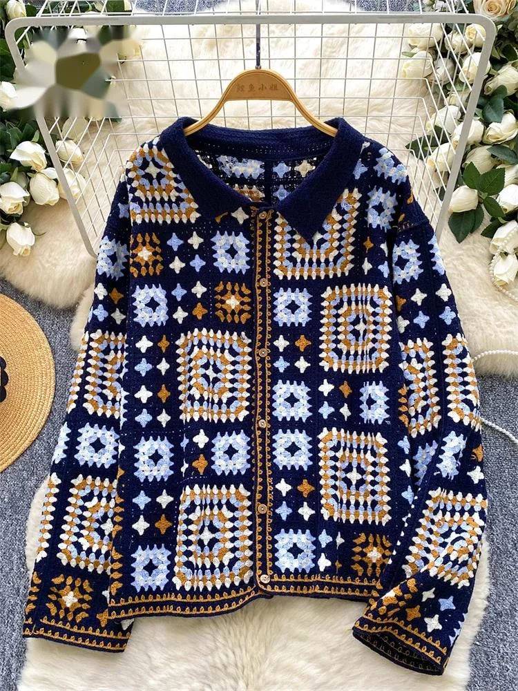 Women Hollow Out Vintage Cardigans 2025 Lapel Long Sleeves Plaid Loose Top Crochet Hook Vacation Casual Long Blouse
Women Hollow Out Vintage Cardigans 2025 Lapel Long Sleeves Plaid Loose Top Crochet Hook Vacation Casual Long Blouse