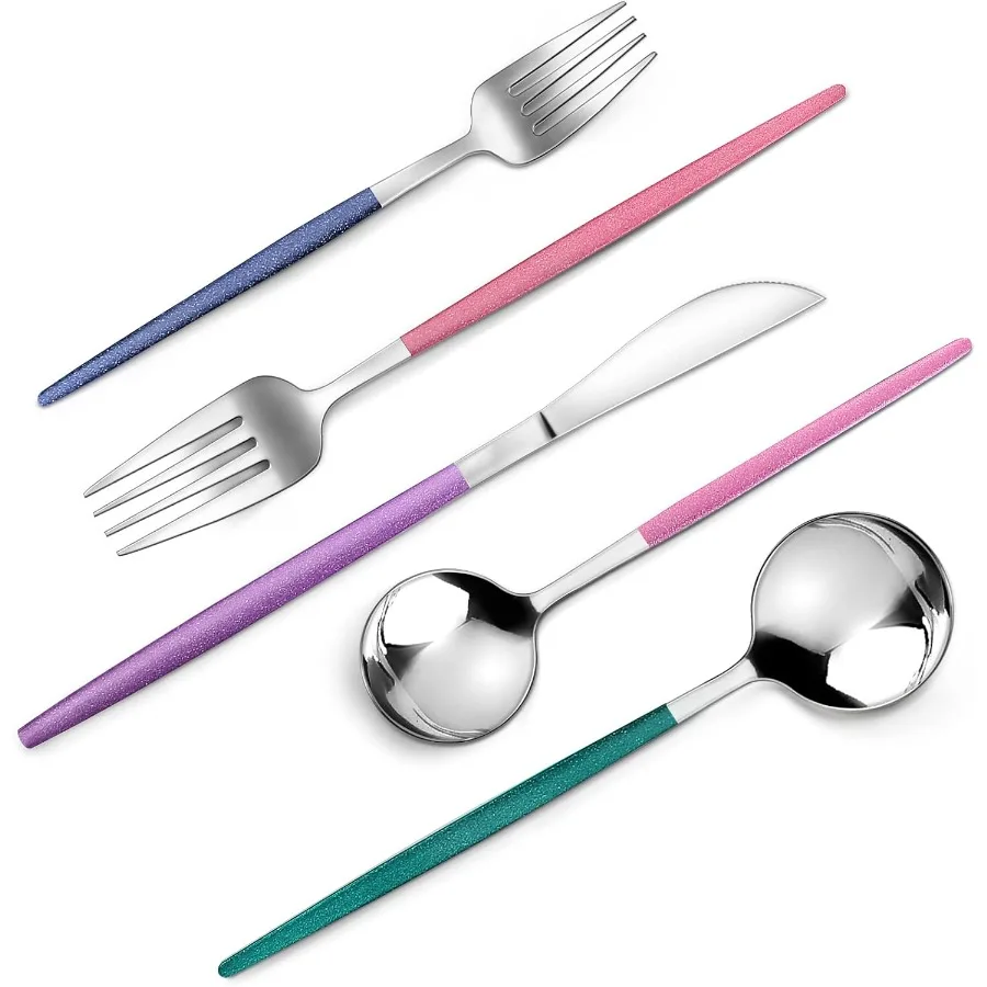 Mirror Silver multicolor Silverware Set 20Piece Stainless Steel Flatware Set Satin Finish tableware Cutlery Set Service for 4 H
Mirror Silver multicolor Silverware Set 20Piece Stainless Steel Flatware Set Satin Finish tableware Cutlery Set Service for 4 H