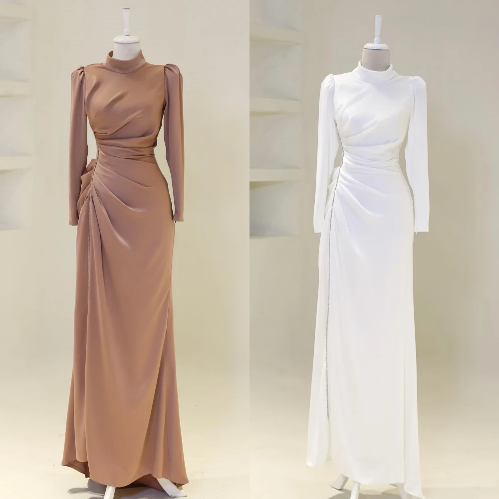 Customized Jiayigong Prom Simple Formal Evening High Collar A-line Draped Floor-Length Satin Bespoke Occasion Dresses
Customized Jiayigong Prom Simple Formal Evening High Collar A-line Draped Floor-Length Satin Bespoke Occasion Dresses