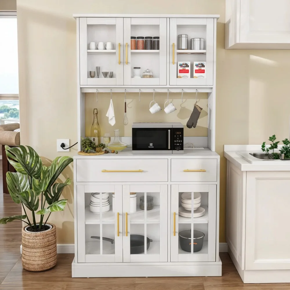71" Tall Kitchen Pantry Storage Cabinet with Power Outlet, Freestanding Cupboard Storage Buffet Hutch with Microwave Stand
71" Tall Kitchen Pantry Storage Cabinet with Power Outlet, Freestanding Cupboard Storage Buffet Hutch with Microwave Stand
