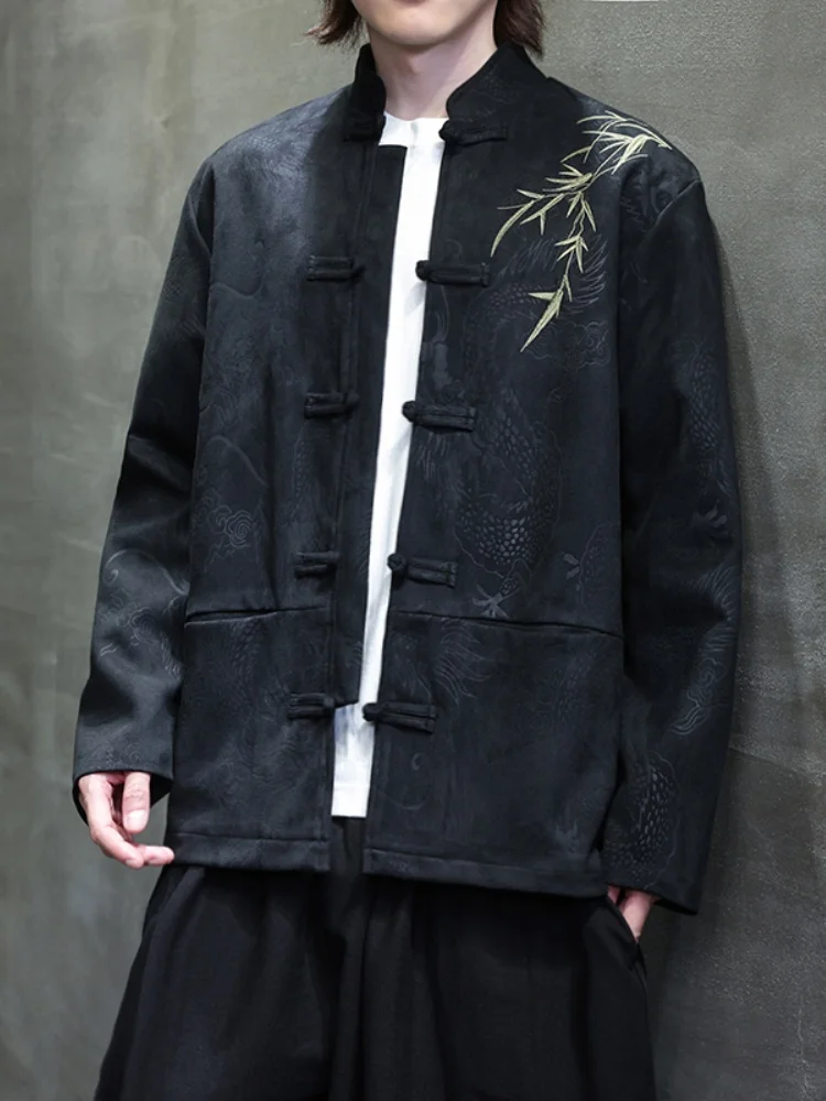 Men's Suede Jaet Embroidered Spring New Sle Retro Tang Costume Chinese Sle Button up Top Breathable Long Sve
Men's Suede Jaet Embroidered Spring New Sle Retro Tang Costume Chinese Sle Button up Top Breathable Long Sve