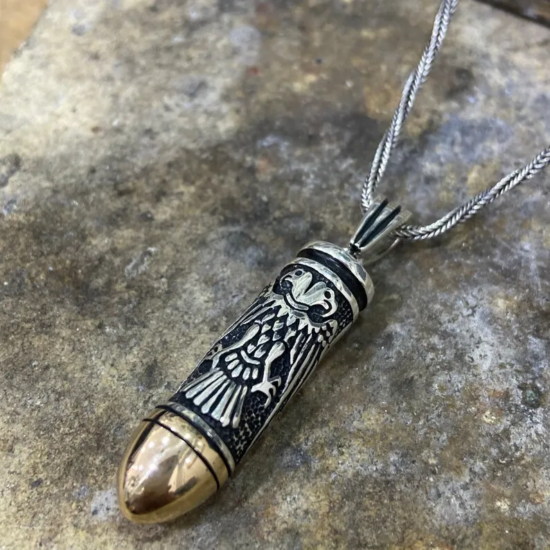 Men Handmade Silver Bullet Necklace ,Mens Bullet Jewelry ,Rifle Bullet Pendant ,Albanian Necklace ,US Armed Forces ,Gift For Him
Men Handmade Silver Bullet Necklace ,Mens Bullet Jewelry ,Rifle Bullet Pendant ,Albanian Necklace ,US Armed Forces ,Gift For Him