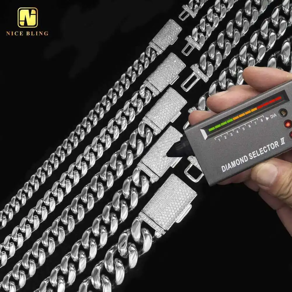 Hip Hop Iced Out Moissanite Diamond Clasp 8mm 10mm 12mm 14mm 18mm Stainless Steel Pvd Gold Plated Miami Cuban Link Chain
Hip Hop Iced Out Moissanite Diamond Clasp 8mm 10mm 12mm 14mm 18mm Stainless Steel Pvd Gold Plated Miami Cuban Link Chain