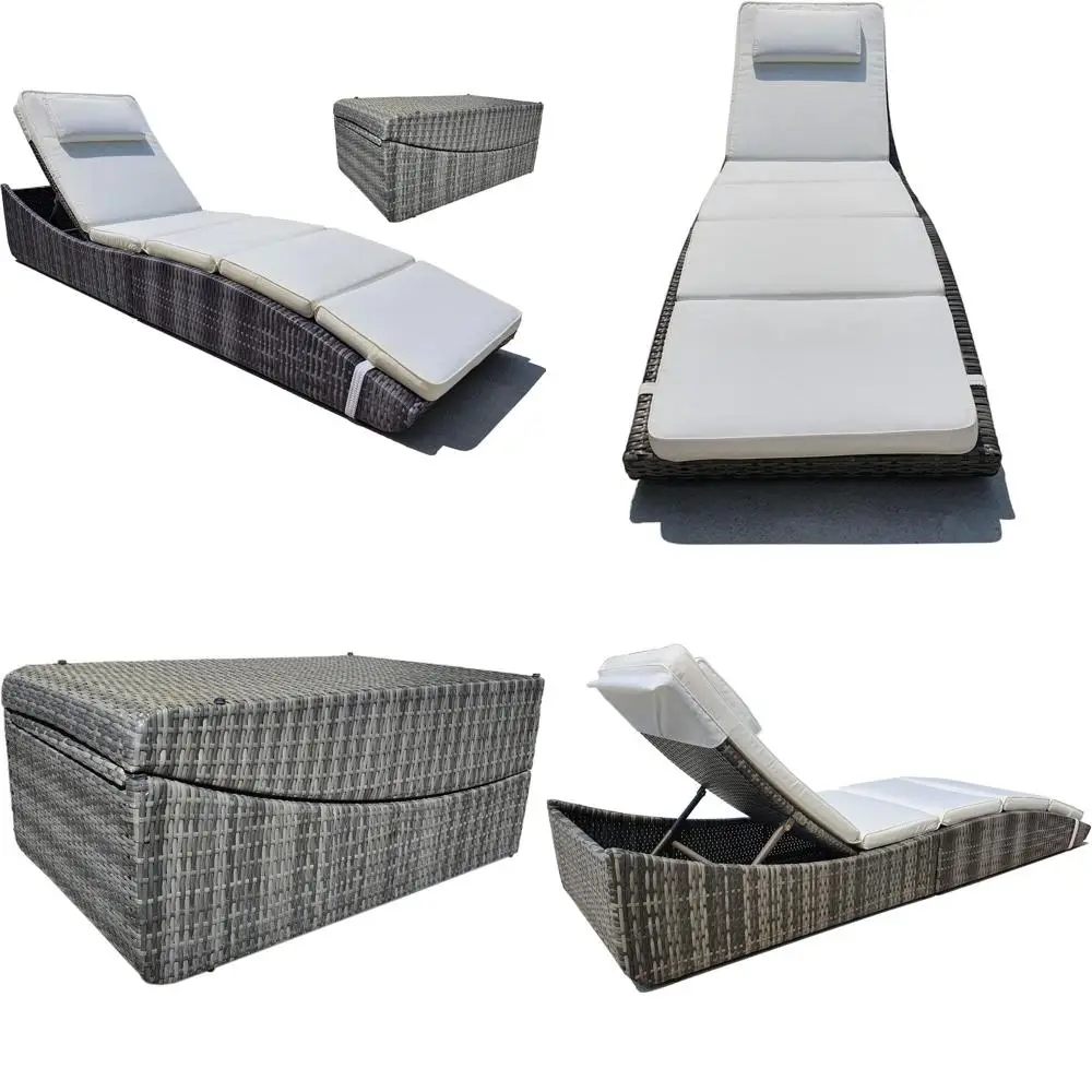 Outdoor Adjustable Chaise Lounge Chair with Wicker Rattan, Reclining Backrest, and Padded Pillow - Beige
Outdoor Adjustable Chaise Lounge Chair with Wicker Rattan, Reclining Backrest, and Padded Pillow - Beige