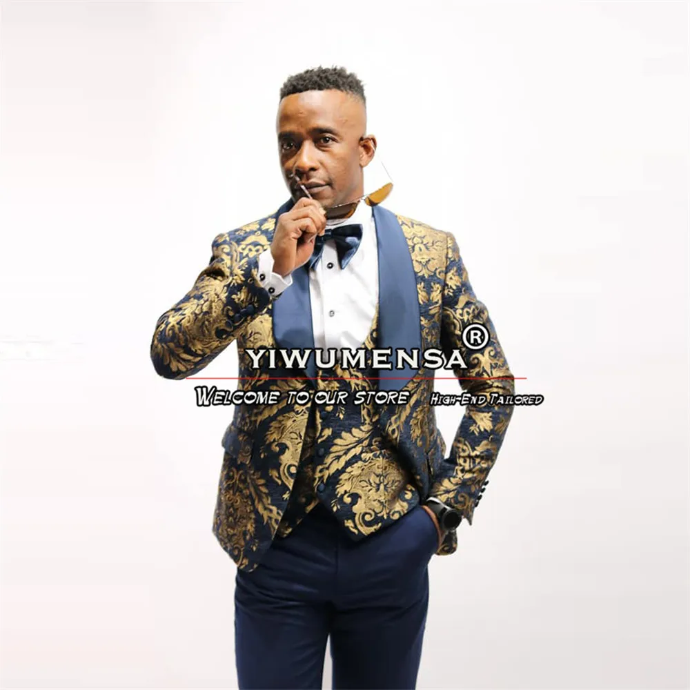 Formal Party Men's Suits Floral Jacquard Blazer Vest Pants 3 Pieces Royal Groom Custom Tuxedos Boyfriend Fashion Wedding Suit
Formal Party Men's Suits Floral Jacquard Blazer Vest Pants 3 Pieces Royal Groom Custom Tuxedos Boyfriend Fashion Wedding Suit